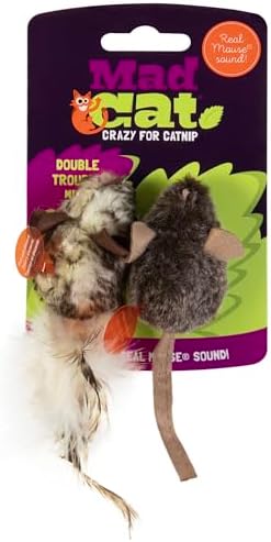 Mad Cat Double Trouble Mice Catnip Cat Toy with Real Mouse Sound, 2 Pack by Unknown