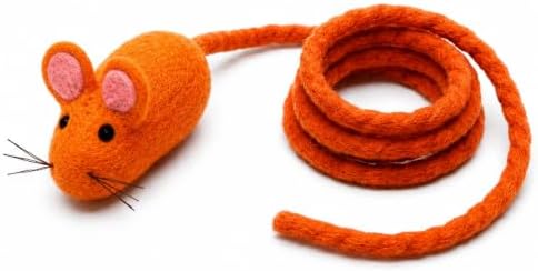 Glaciart One Felt Mouse Cat Toy – Soft Fuzzy Enrichment 100% Natural Wool - Interactive Catnip Play Cat Toy Set - Safe for Pets, Non-AZO Colored Dyes - 100” Long by GlaciartOne