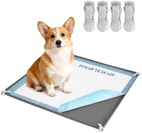 Pee Pad Holder for Dogs,Fits 24" X 24" Training Pads,Square Puppy Tray,Grey by GREGCE
