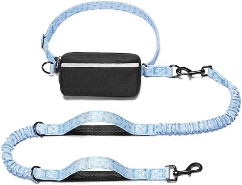iYoShop Hands Free Dog Leash with Zipper Pouch, Blue Heart, Large by iYoShop