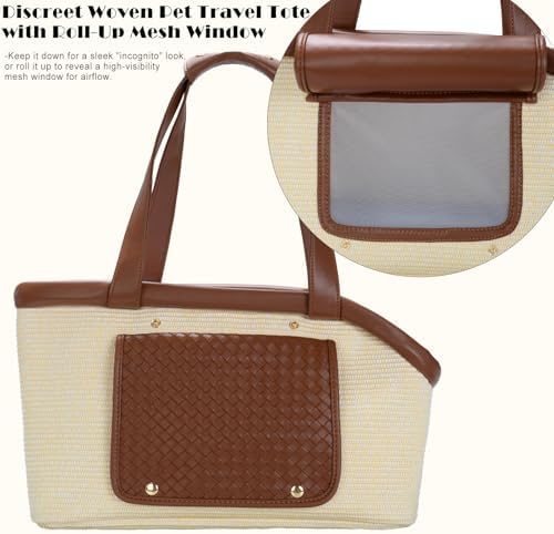 Luxury Dog Purse Carrier for Small Dogs Cats, TSA Airline Approved Puppy Kitten Carrier Soft-Sided Travel Tote Bag Up to 10lbs(14.17'' L x 7.09''W x 8.66''H) - Image 3