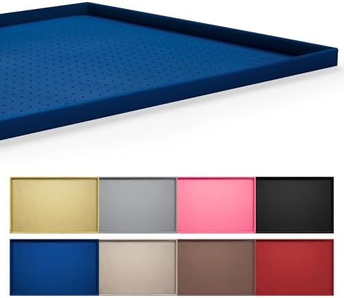 Hubulk Dog Feeding Mat,100% Waterproof Food Grade Silicone Pet Food and Water Bowl Placemat,Dishwasher, High Raised Edge to Prevent Spills,Nonslip Tray to Stop Messes on Floor（28"x18"x0.8", Navy） by Hubulk