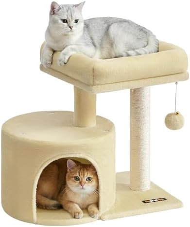 Feandrea Cat Tree, 18.5-in Small Cat Tower, Cute Kittens Condo, Sand Beige by FeandreabySONGMICSHOME