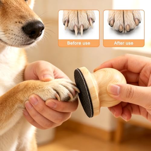 Dog Nail File with Replaceable Filing Disc and Cat Claw Nail Clippers, Dog Nail File Scratch Board Replaceable Sandpaper for Pet Nails Filing, Grooming Tool for Dogs and Cats (Wood Color) - Image 4