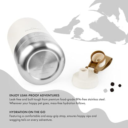 GrandTies Insulated Portable Water Bottle with 2 Detachable Dog Bowl Dispenser | Leak-Proof Food Travel Container | Walking, Hiking, Camping (64oz, Ivory White) - Image 3