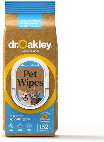 Dr. Oakley Dog Wipes for Paws and Butt | 152 Large 8x7 Pet Wipes for Dogs | Plant-Based Dog Cleaning Wipes | Dog Grooming Supplies for Sensitive Skin | Vet Recommended Daily Natural (Unscented) - Image 4