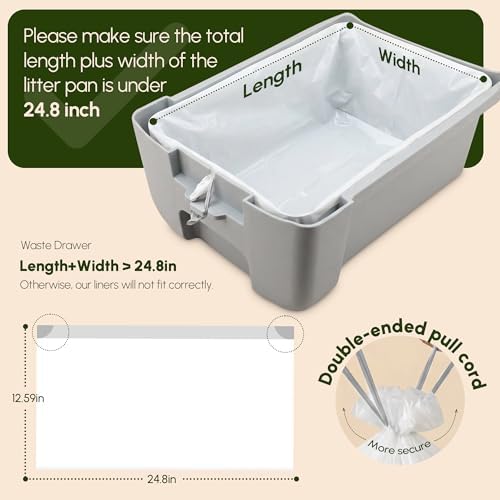 80 Count 24.8" x 12.5" Cat Litter Box Liners for Self Cleaning Litter Box, Extra Thick Heavy Duty Cat Litter Bags Replacement, 9-11 Gallons of Capacity - Image 2