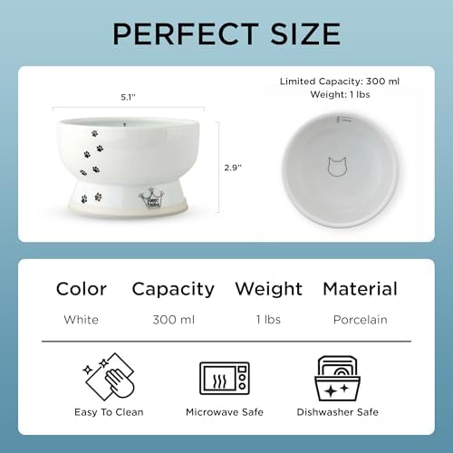 Necoichi Ceramic Elevated Cat Water Bowl, Whisker-Friendly (Cat, Regular) - Image 3