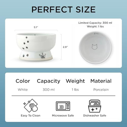 Necoichi Ceramic Elevated Cat Water Bowl, Whisker-Friendly (Cat, Regular) - Image 3