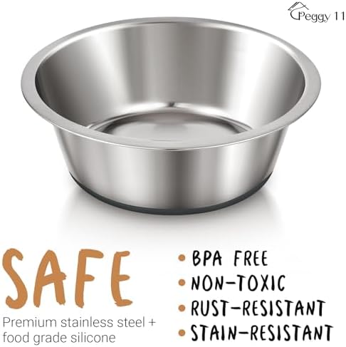 PEGGY11 Deep Stainless Steel Dog Bowls, 8 US Cup Each, 2-Pack - Image 2