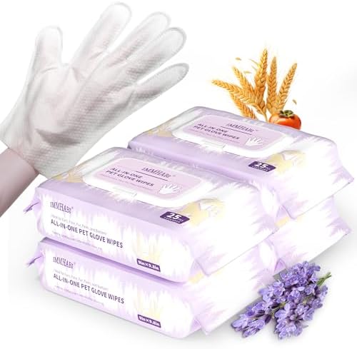 IMMHABI 100 Count Cleaning Deodorizing Pet Glove Wipes for Dogs & Cats by IMMHABI
