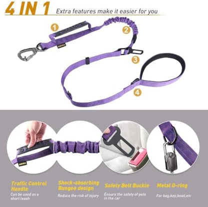 AUBELL Tactical Dog Leash Heavy Duty,4-6ft No Pull Bungee Leash,Purple - Image 4