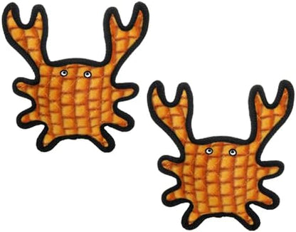 TUFFY - World's Tuffest Soft Dog Toy - Ocean- Squeakers - Multiple Layers. Made Durable, Strong & Tough. Interactive Play (Tug, Toss & Fetch). Machine Washable & Floats. (Crab Orange, Medium 2 Pack)