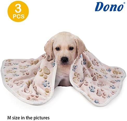 Dono 1 Pack 3 Dog Blankets, Soft Fluffy Fleece Pet Blanket Warm Sleep Mat Paw Print Design Puppy Kitten Throw Blankets Doggy Blanket for Dogs - Image 2