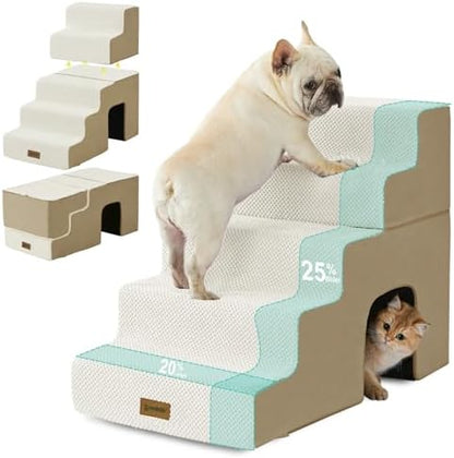 ZOMISIA Dog Stairs for Large Dogs with Tunnel, 24" H 5 Steps for High Bed by Zomisia