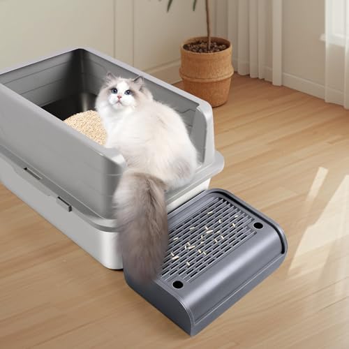 Cat Step for Litter Box, Litter Box Ramp with Filter Function, Dark Grey - Image 7