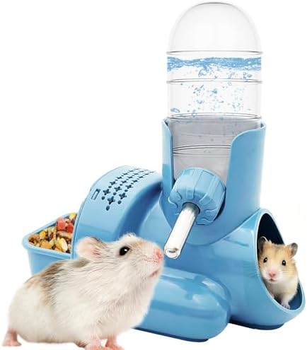VANNON 3-in-1 Hamster Water Bottle with Food Bowl & Hideout Base, Blue by Vannon