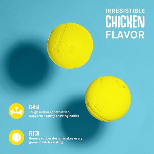 Chew King Flavored Rubber Ball Collection, 4 Inch Chicken Flavor Rubber Fetch Balls 2-Pk - Image 2