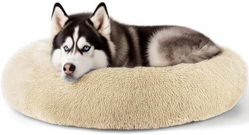 Extra Large Dog Beds, 36in Human Dog Anxiety Relief Comfort Bed-Light Brown by Hoewina