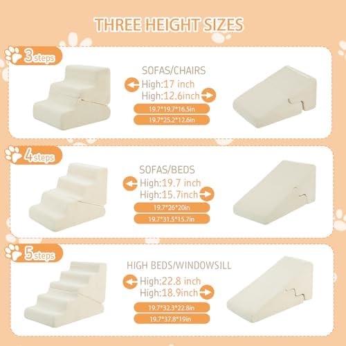 Dog Ramp for Bed, Extra Wide 20" Width Dog Stairs for High Bed - Image 5