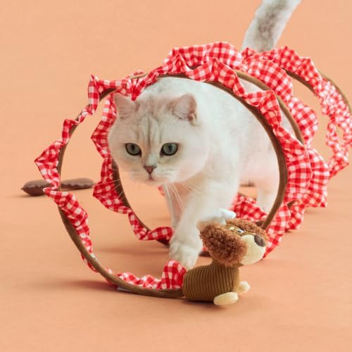 ZEZE Monica Spring Cat Tunnel Toy with Catnip & Crinkle, 360° Spiral Tube, Feather Tip, Bell & Hanging Toy, 11-Inch Opening, Collapsible Cat Tunnel for Indoor Cats by zeze%7COnlythebestforyourlovingpet