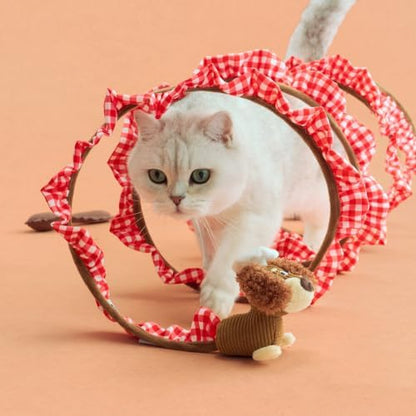 ZEZE Monica Spring Cat Tunnel Toy with Catnip & Crinkle, 360° Spiral Tube, Feather Tip, Bell & Hanging Toy, 11-Inch Opening, Collapsible Cat Tunnel for Indoor Cats by zeze%7COnlythebestforyourlovingpet