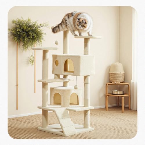 54 Inch Cat Tree Tower with Natural Sisal Scratching Post - Image 2