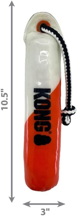 KONG Training Dummy Rope Bumper Dog Toy - Durable Floating Retriever for Fetch & Training - 2 Pack (Wild Shieldz Orange/White, Small/Medium)