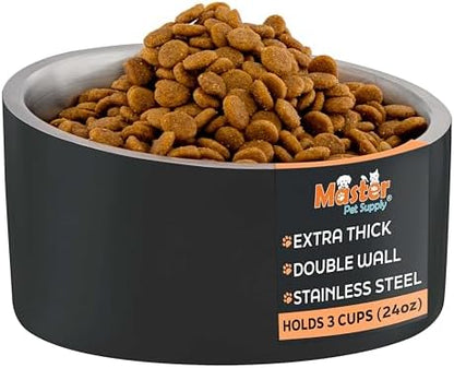 Master Pet Supply Stainless Steel Slanted Dog Cat Food Bowl 24 oz Black by MasterPetSupply