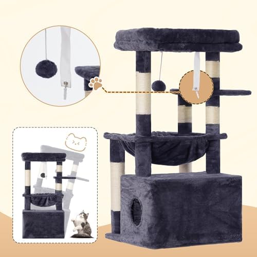 Heybly Cat Tree, Kitten Tower with Large Soft Cat Basket HCT008SG - Image 7