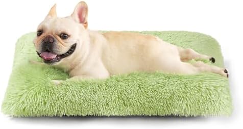 EHEYCIGA Fluffy Dog Crate Bed for Medium Dogs, Plush Crate Pad, Green by EHEYCIGA
