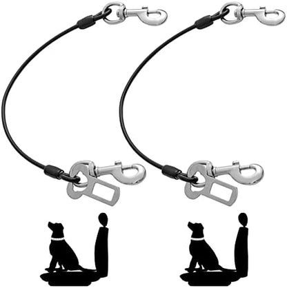 Dog Seat Belt Harness for Car,2pcs Dog Seatbelt of Coated Wire Leash Safety Restraint,No Chew Tether Cable Vehicle Dogs Accessories,Double Clips & Latch (2 Pack Black, 24 inch/60 CM) by MiMetty