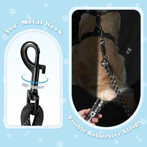 Pawaboo Dog Seatbelt for Car, Reflective Rope with Heavy Duty Buckle, Black - Image 4