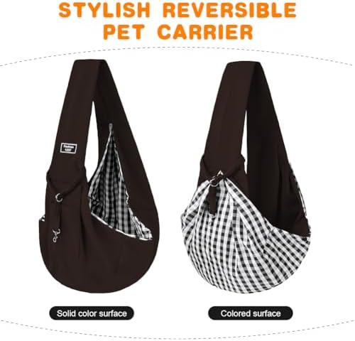 Dog Sling Carrier with Padded Strap, Reversible Pet Carrier for Cat Dogs, Hands Free Puppy Sling with Pocket, Dog Carriers for Small Dogs Cats, Cat Purse Bag Outdoor Travel Safety Harness - Image 4