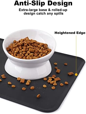 LoeJan Elevated Cat Food Bowl, 5 Oz Ceramic Raised and Tilted Water Bowl, Anti Vomiting and Protect Pets' Spines Dishes for Small Dog, Fat Faced Cat, Kitten (White & Grey) - Image 5