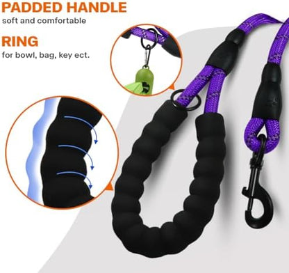 Taglory Rope Dog Leash for Small Medium Dogs, 4 FT Padded Handle, Purple - Image 4