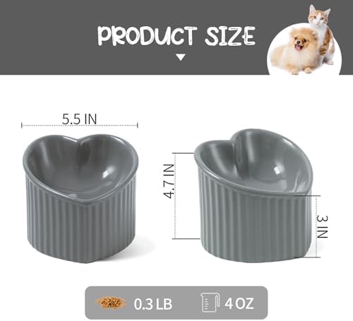 5.5 Inch Grey Ceramic Raised Tilted Cat Food Bowl 1 Pack - Image 3