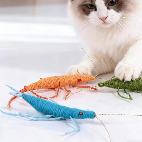 IUHKBH Interactive Cats Toy 3 PCS Shrimp Yarn Chew Toys with Natural Catnip - Image 4