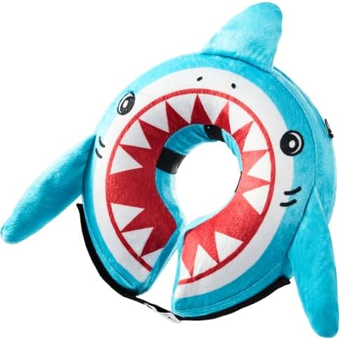 BENCMATE Inflatable Dog Cone Collar Alternative After Surgery Medium, Shark by BENCMATE