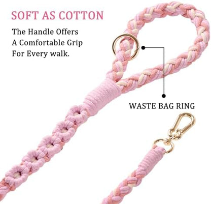 Double Dog Leash – Tangle-Free Dual Leash with 360° Swivel, Shock Absorbing Bungee, Reflective Stitching & Hand-Braided Main Rope (Supports Up to 440 lbs, Pink) - Image 4
