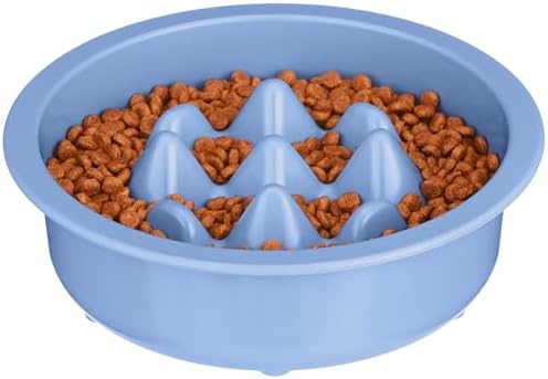 The Niner Slow Feed Bowl - Raised Peaks Slow Down Pets Eating - Fits Elevated Feeders Including Neater Feeder Large Sizes - Gentle on Teeth and Gums - Holds up to 2 Cups (Blue) by NeaterPetBrands