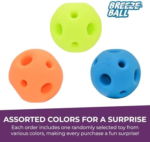 Multipet Breeze Balls for Dog - Bevel Tech Interactive Dog Toy w/Holes for Breathing - Flotable Ball for Dogs - Pet Toy for Chewing & Playing (1 Count, 3”, Random Color Surprise) - Image 6