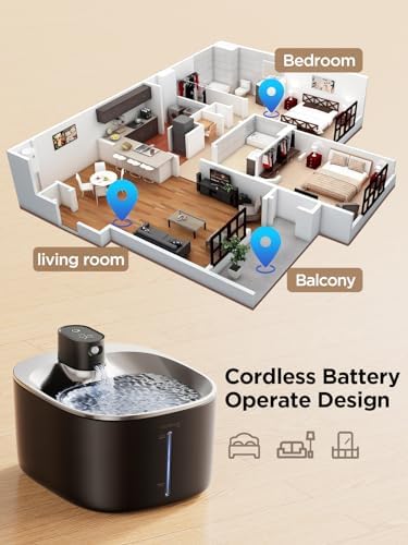 FEELNEEDY Wireless Cat Water Fountain Battery Operated, 4L/135 fl oz Pet Water Fountain for Cats and Dogs with Motion Sensor, Ultra Quiet Cat Drinking Fountain with 2 Filters (Black YPD-C004P) - Image 5