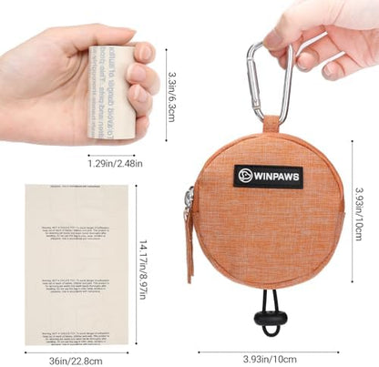 Dog Poop Bag Holder for Leashes- Dog Treat Pouch with Waterproof Zipper,Puppy Training Small Bag with Carabiner & Bungee Toggle,Two Pockets for Dry or Wet Treats-Pet Travel Walking Essentials (Orange) - Image 6