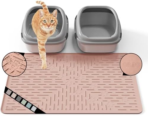 OHMO Large Cat Litter Mat, 31.5x23.6 Silicone Trapping Mat Coral by OHMO