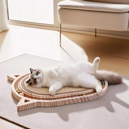 Cat Scratcher Sisal Scratching Pad Toy with Ball Track Wooden Interactive for Indoor Physical Exercise Kitty Medium Kitten Spring Chasing Hunting Mental Bored Adult Enrichment Toys Post by SANTIYIS
