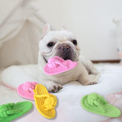 Dog Chew Rope Toy 2Pack, Funny Decoy Toy Shose Natural Cotton Rope Slipper Interactive Pet Chewing Puppy Toys for Dog Walking, Teeth Cleaning (Random Color, 2Pcs)