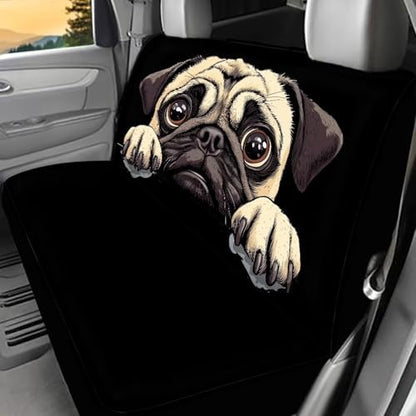 AFPANQZ Pug Dog Car Seat Cover for Rear Bench Seats Polyester Fabric Protects Against Dirt Pet Fur Dog Hair, Easy to Install with Universal Fit for Cars Trucks and SUV - Image 2