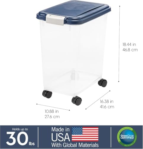 IRIS USA Dog Food Storage Container, Up to 30 lbs, Navy, Made in USA - Image 3