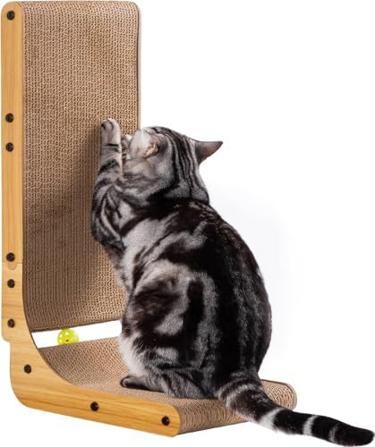 Poils bebe L Shape Cat Scratcher, 26.8 Inch Cat Scratchers for Indoor Cats by Poilsbebe